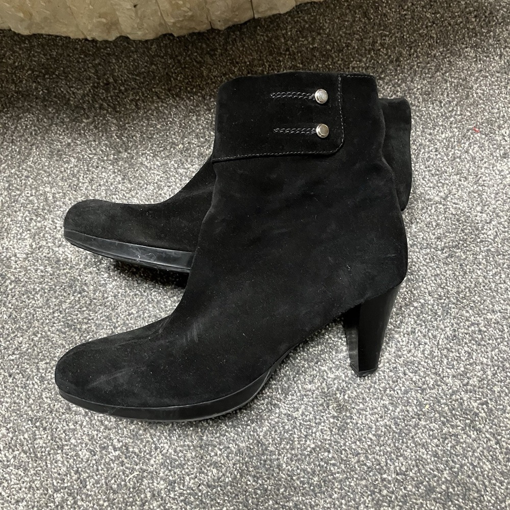 La Canadienne Mila Size 11 Black Suede High Heel Ankle Boots Waterproof Women's